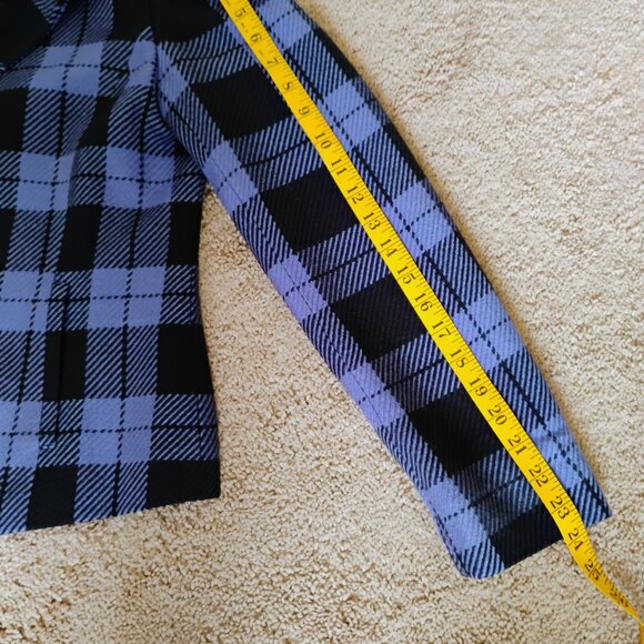 Evan-Picone Black Purple Checkered Blazer Size 8 - Picture 6 of 10